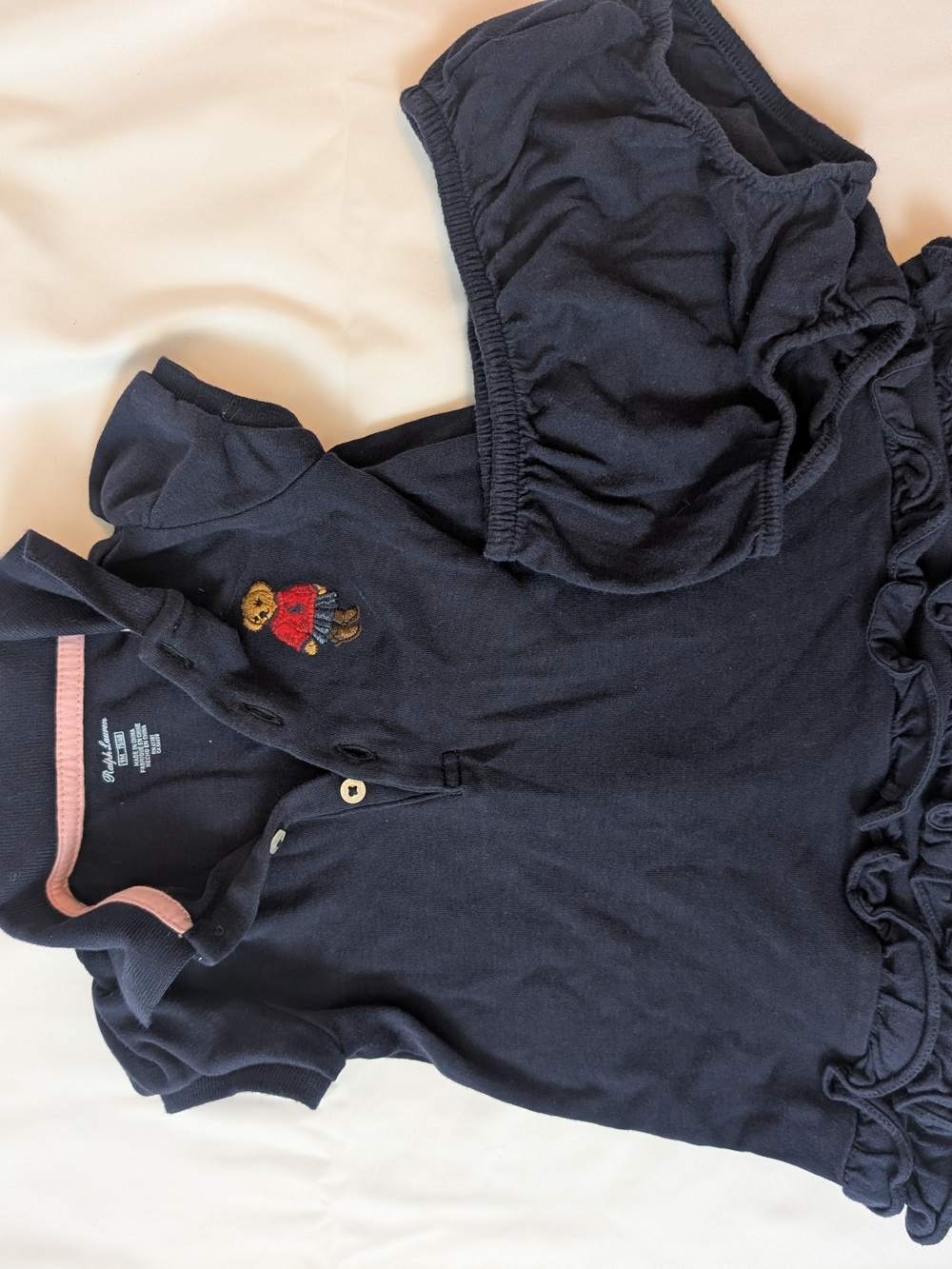 Ralph Lauren Navy Top with Pink Trim